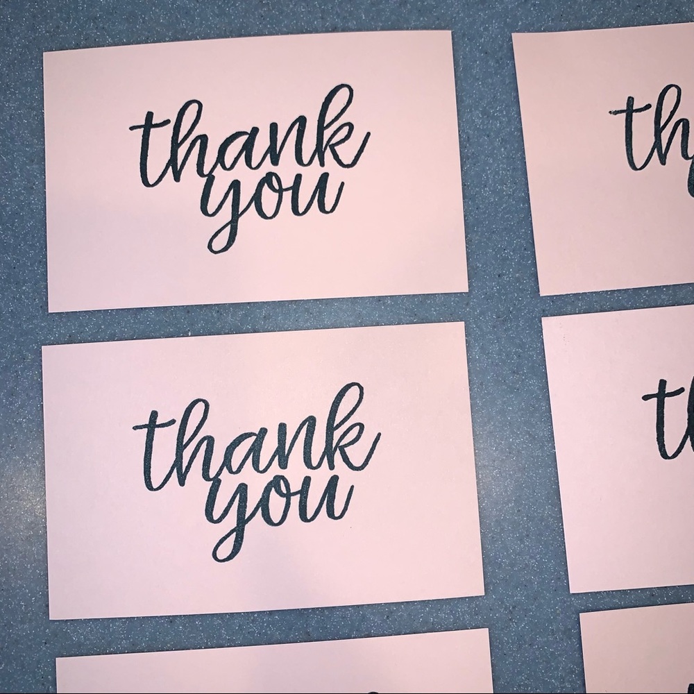 💕NEW! 20 Simple Pink Hand Stamped Thank You Cards - Picture 12 of 13